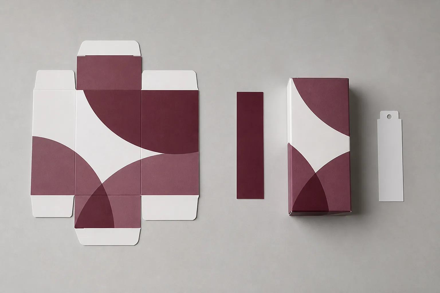 Packaging color approval sequence with artwork proof, ink drawdown, folded sample and retained production reference