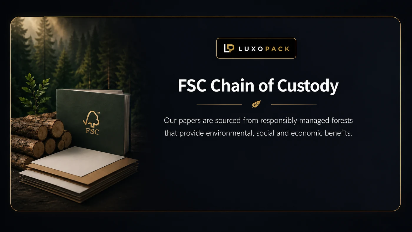 LuxoPack FSC Chain of Custody — paper sourced from responsibly managed forests