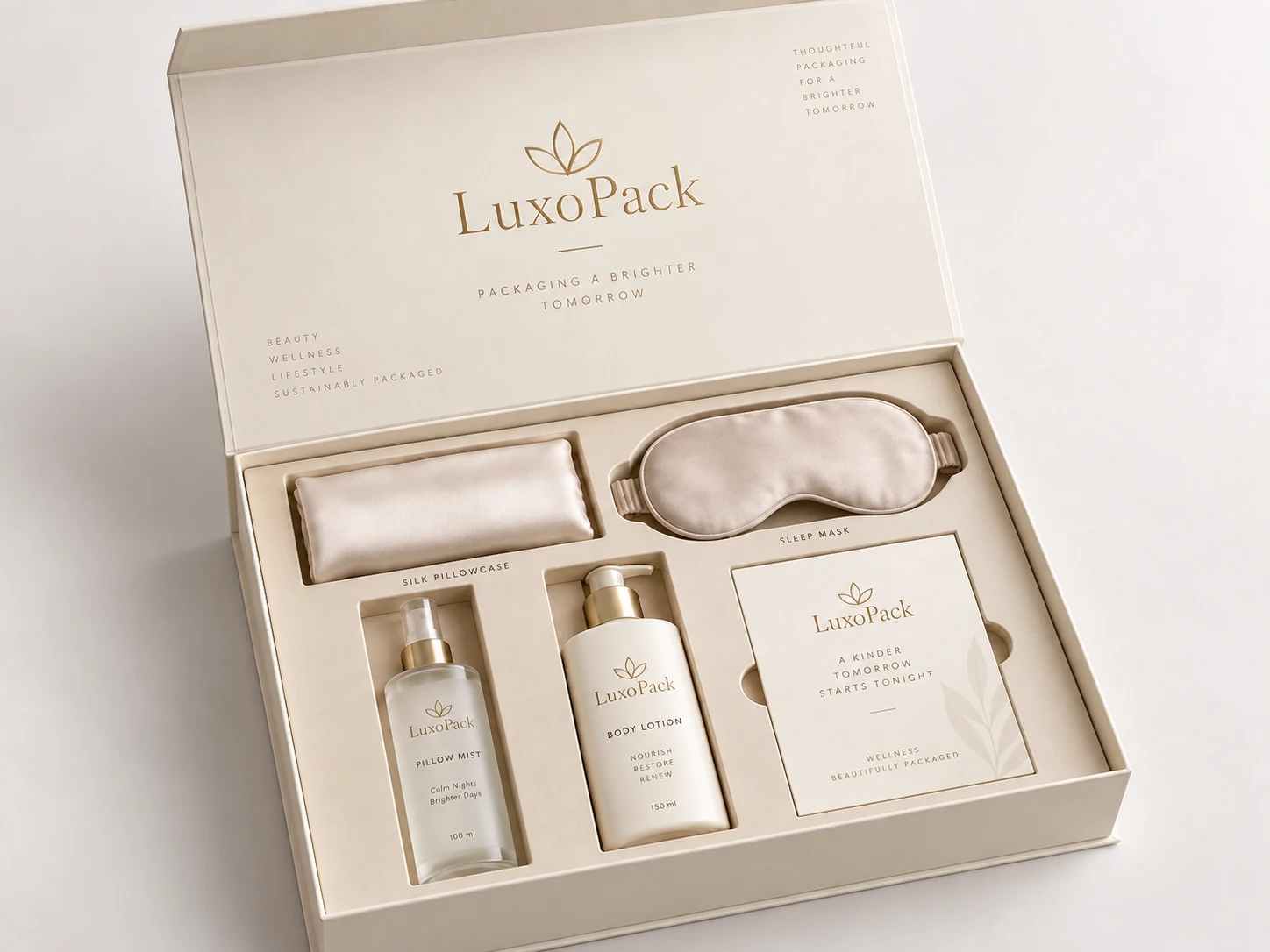 Custom luxury wellness magnetic gift box with fitted insert by LuxoPack