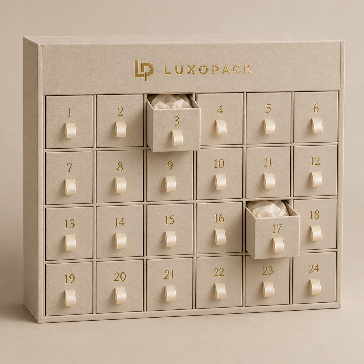 Advent Calendar Drawer Box by LuxoPack, concept render