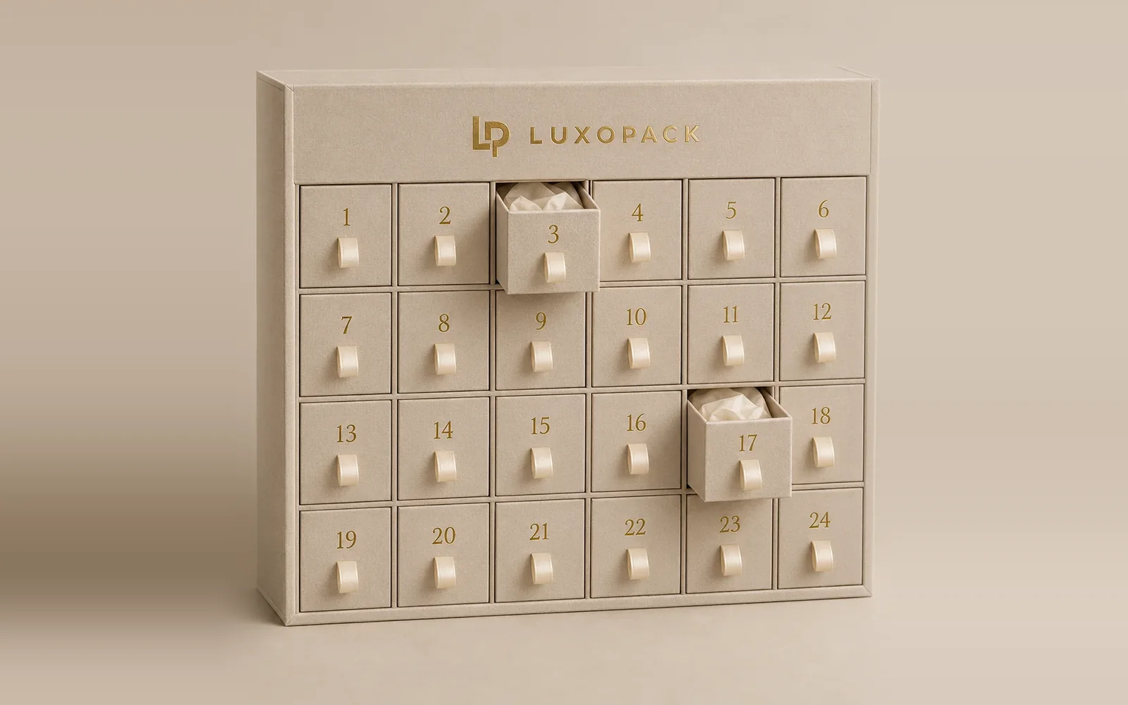 Advent Calendar Drawer Box by LuxoPack, concept render