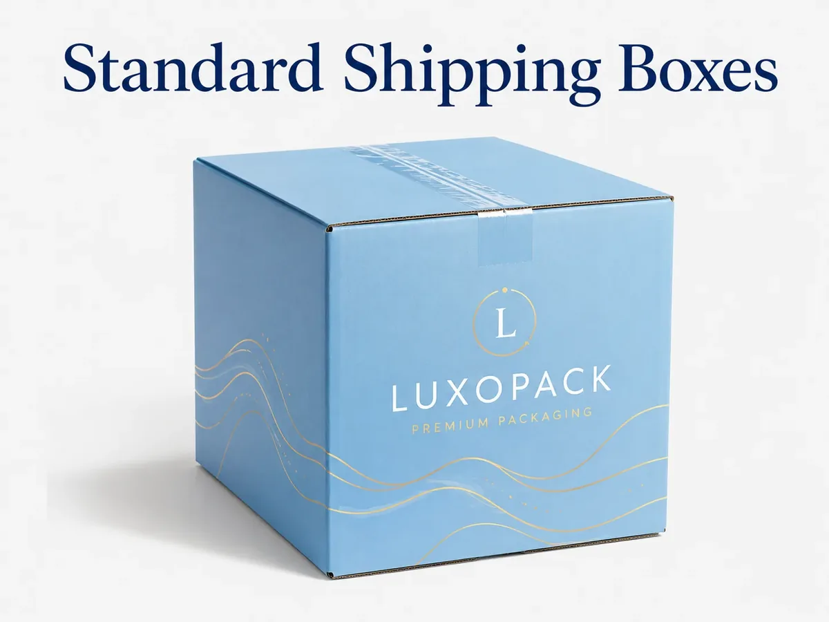 custom shipping box with logo full panel brand print RSC shipper courier grade LuxoPack wholesale