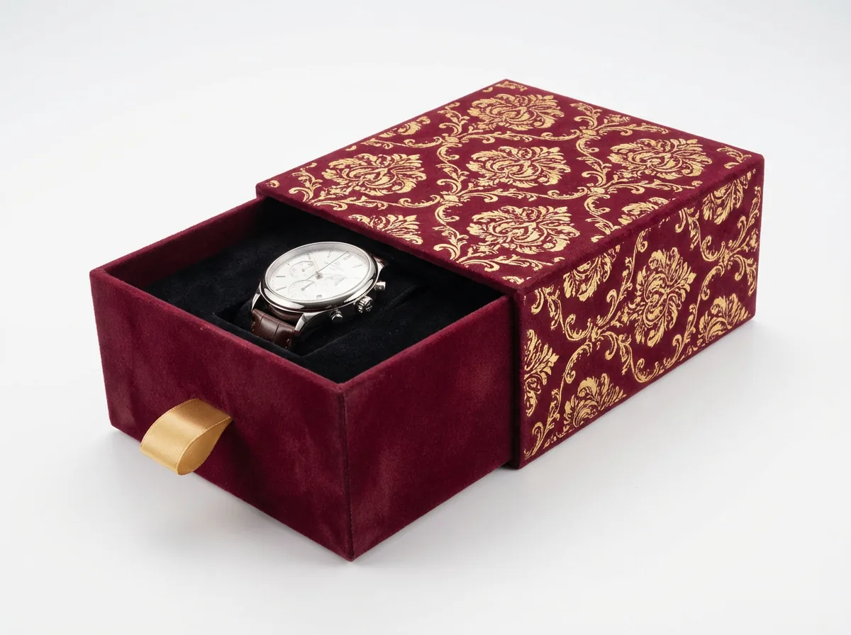Custom watch packaging with rigid drawer structure